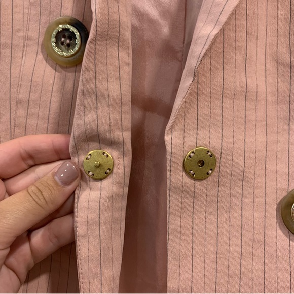 NEW Pinko Linen Double Breasted Pink Pinstripe Blazer Size 2 - Picture 10 of 12